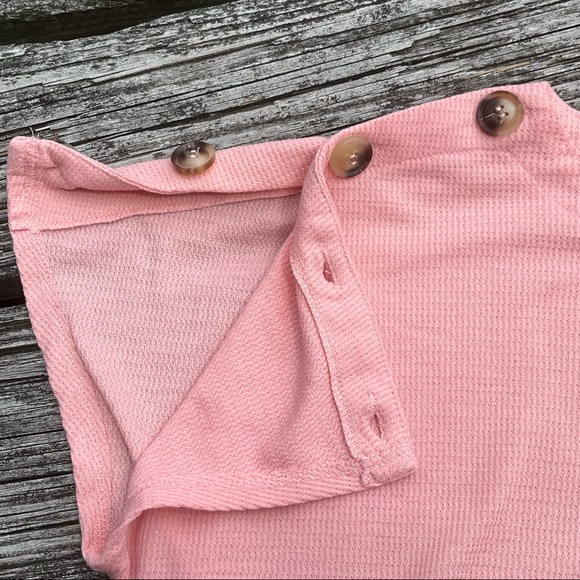 Very J | Blush Button Sleeve Top - Picture 3 of 6